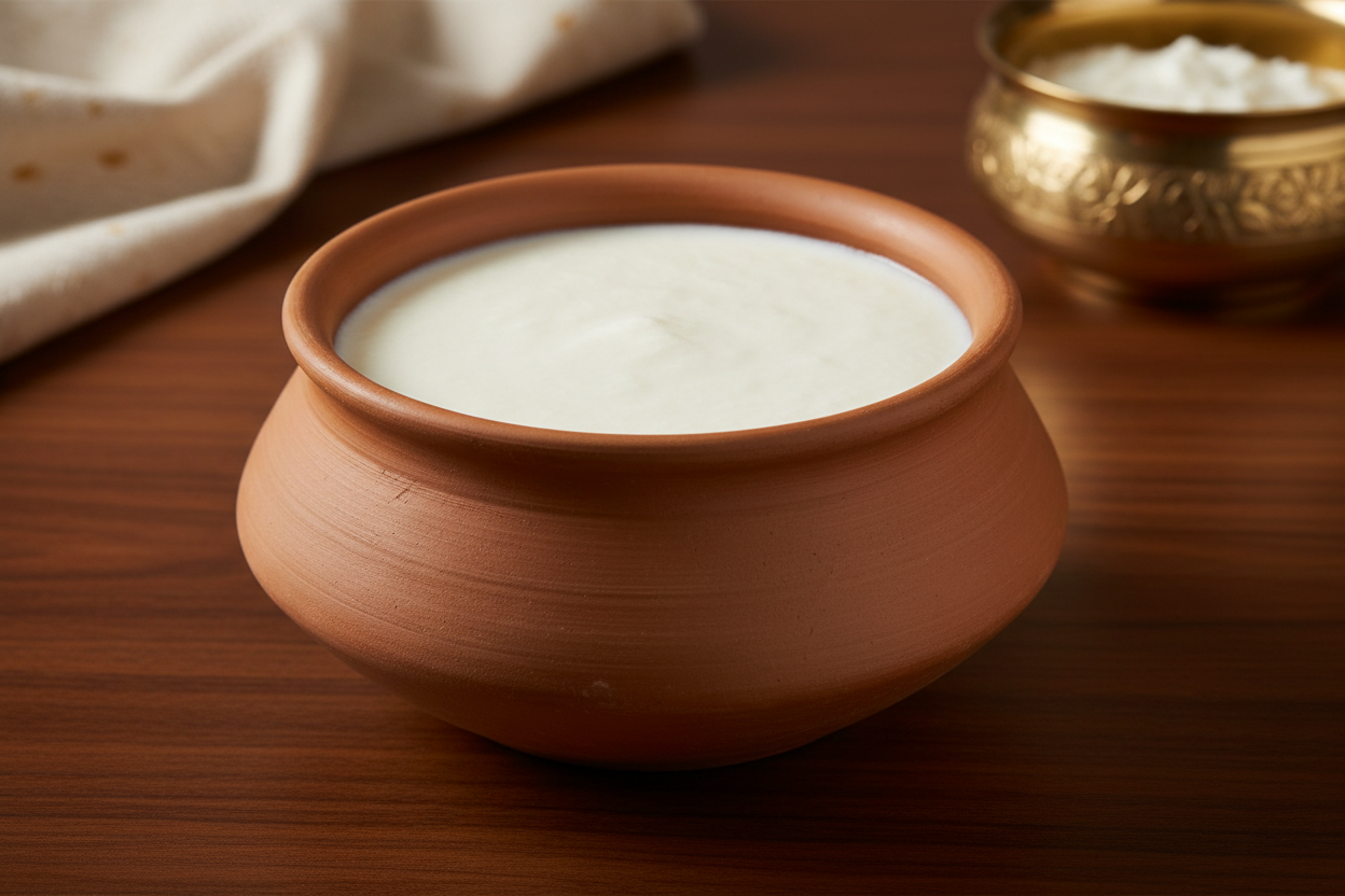 just curd in traditional earthen pot that is ethnic and elegant look